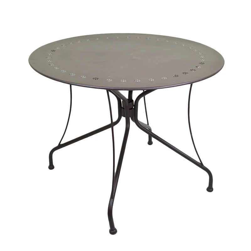 Tavolino da Giardino in Ferro Tondo Ø95x72cm Old Noce