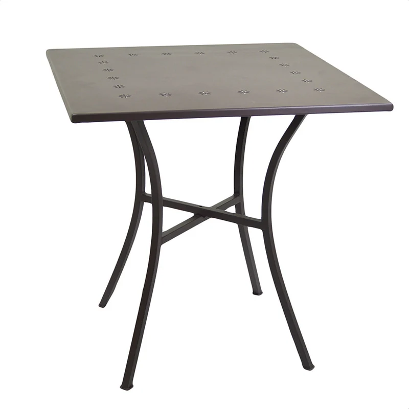 Tavolino da Giardino in Ferro Quadrato 70x70x71cm Old Noce
