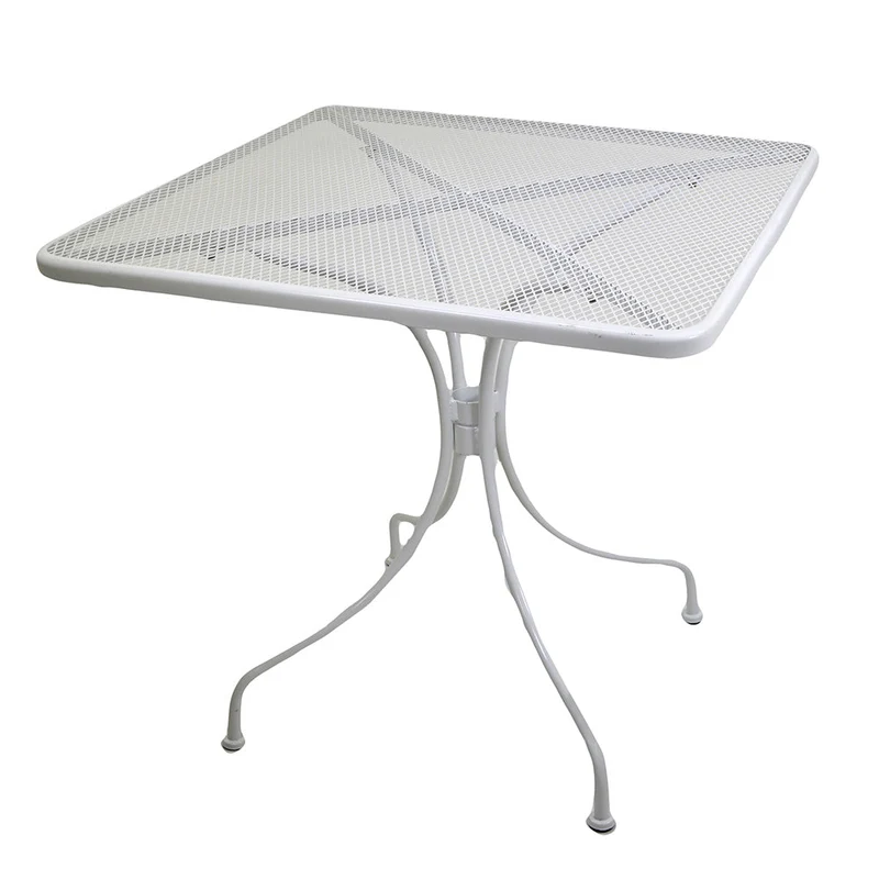 Tavolo da Giardino in Ferro Quadrato 80x80x71cm Ronna Bianco
