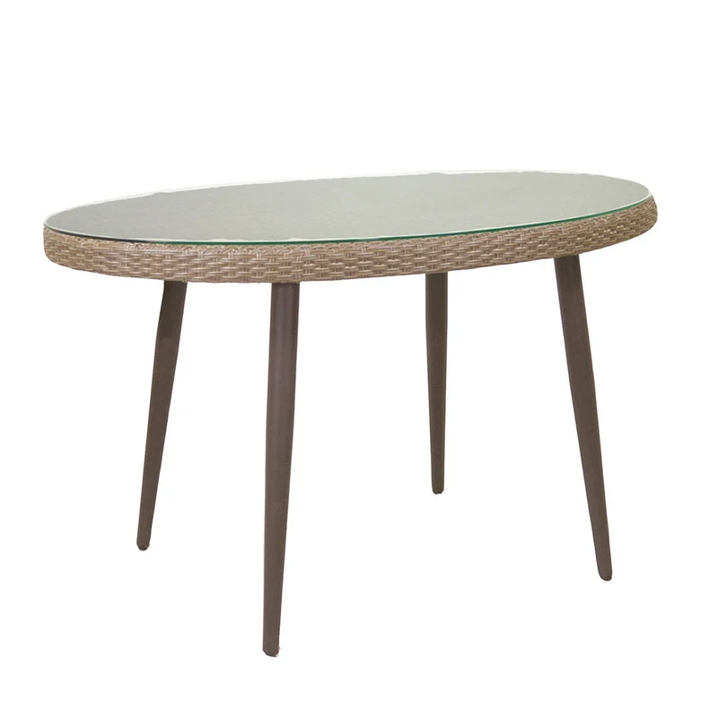 Tavolino da Giardino in Polyrattan Ovale 128x73x76cm Adila Melange Noce