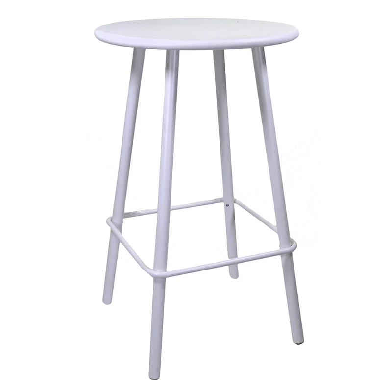 Tavolino Bar da Giardino in Alluminio Tondo Ø66x105cm Las Vegas Bianco