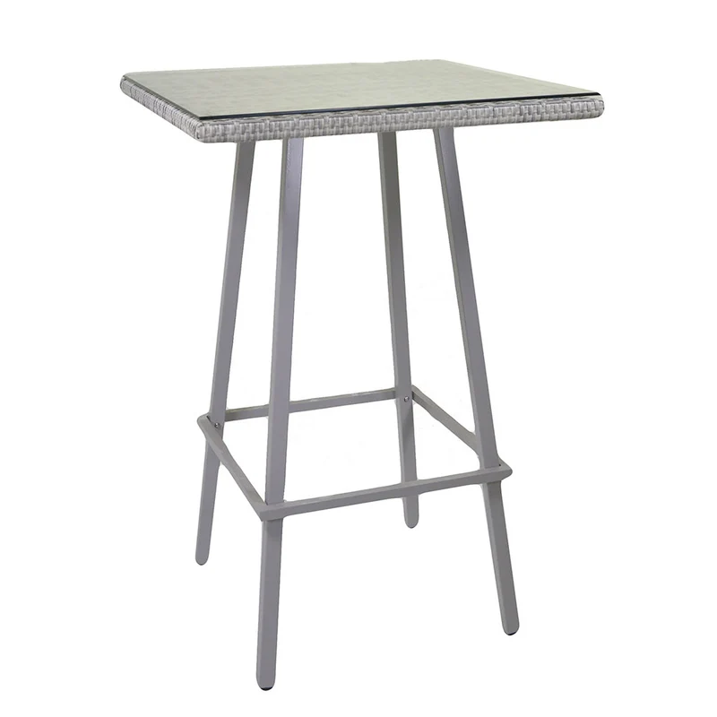 Tavolino Bar da Giardino in Polyrattan Quadrato 70x70x107cm Adila Melange Grigio