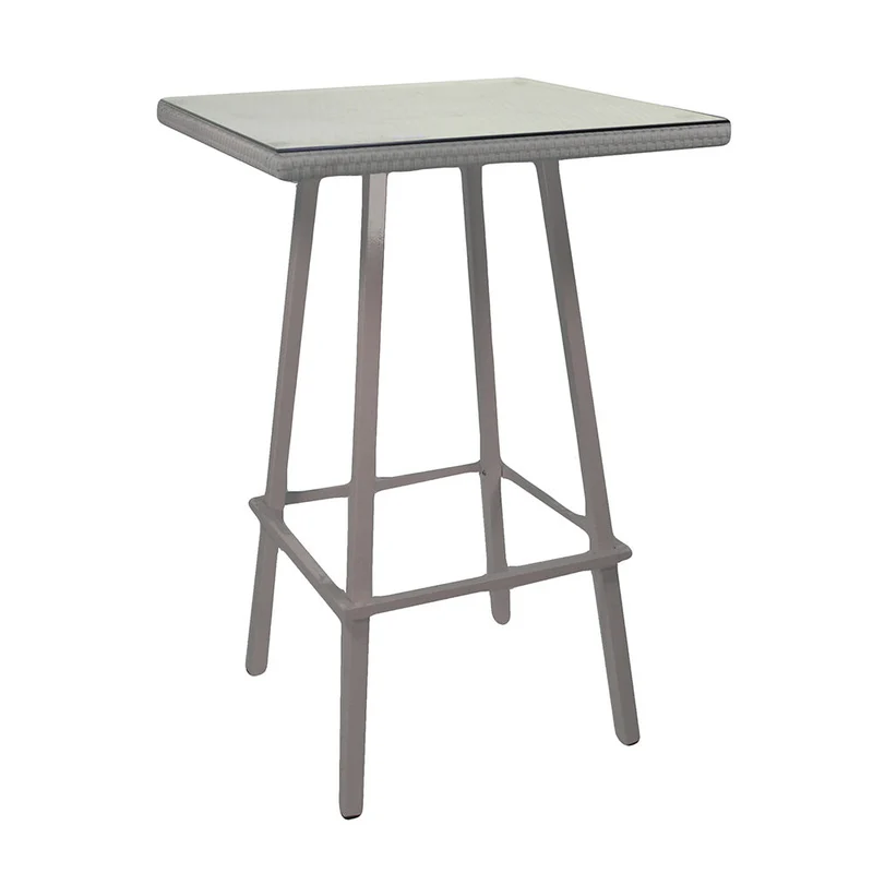 Tavolino Bar da Giardino in Polyrattan Quadrato 70x70x107cm Adila Melange Noce