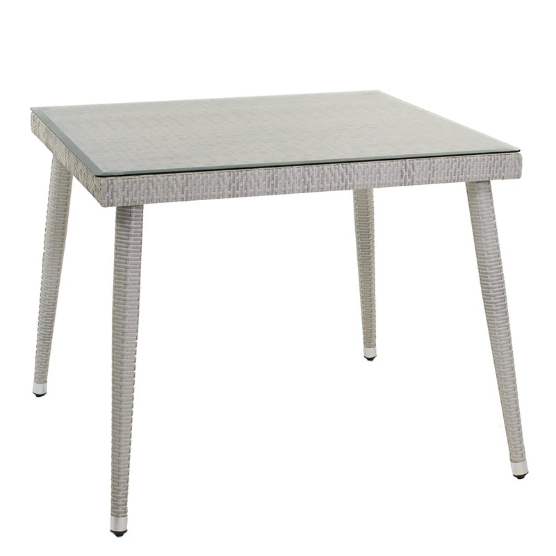 Tavolo da Giardino in Polyrattan Quadrato 80x80x77cm Adila Melange Grigio