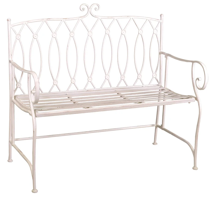 Panchina 2 Posti da Giardino 104x55x95,5 cm in Metallo Ragusa Bianca