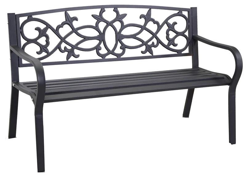 Panca da Giardino 124x57x78 cm in Ferro Antracite