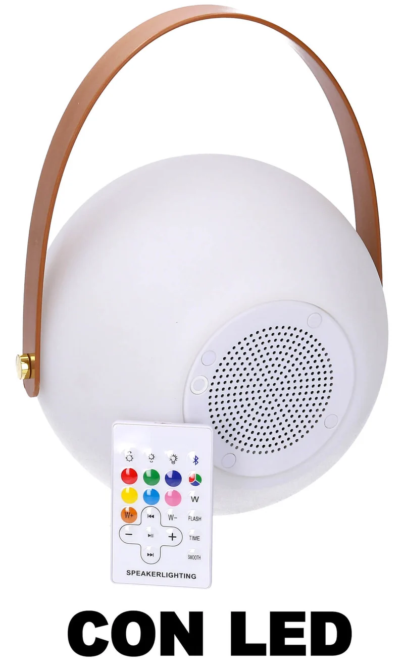 Lampada 12 Led Multicolor Ø20x20 cm Bluethoot in Polietilene Bianca