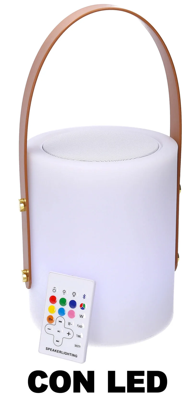Lampada 12 Led Multicolor Ø16x20 cm Bluethoot in Polietilene Bianca