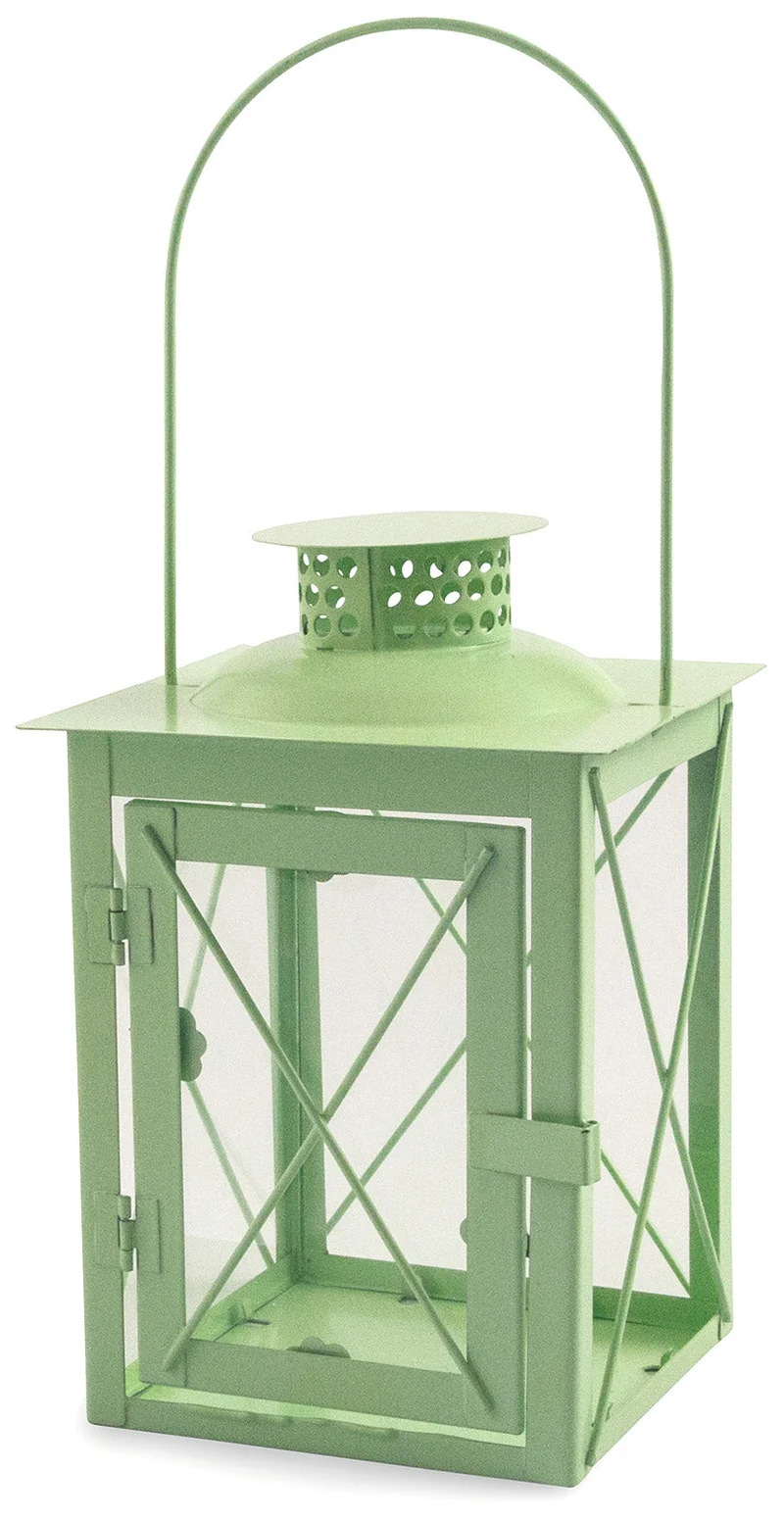 Lanterna da Giardino in Metallo e Vetro 15x15x21 cm Soriani Acqua Marina
