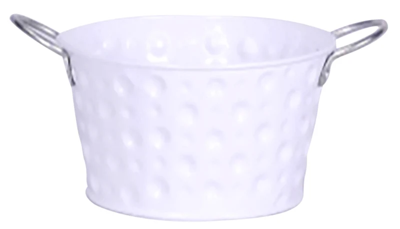 Vaso Tondo H8,3 cm in Metallo Zincato Bianco