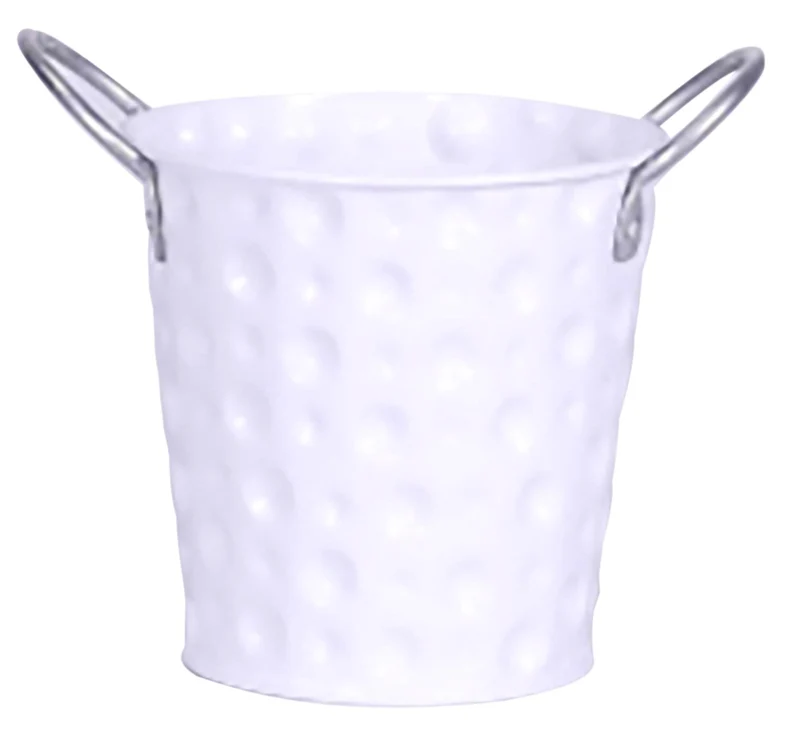 Vaso Tondo H10,8 cm in Metallo Zincato Bianco