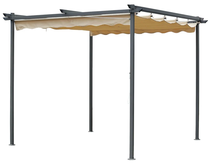 Pergola da Giardino 3x3m in Metallo e Poliestere Beige