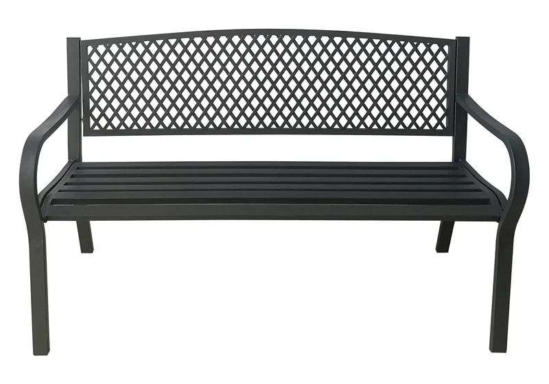 Panchina da Giardino 124x79x62 cm in Ferro Battuto Grigio