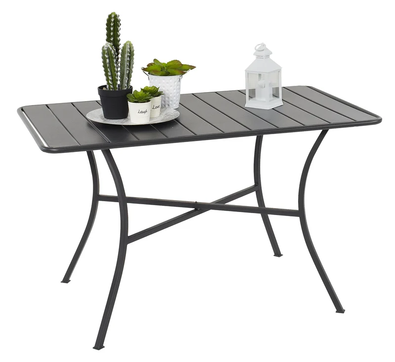 Tavolo da Giardino 120x70x71 cm in Acciaio Grigio Opaco
