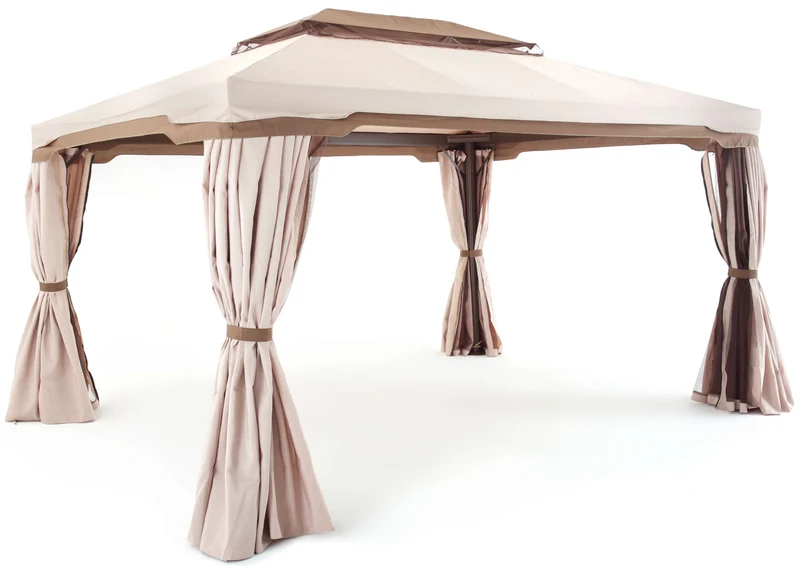 Gazebo da Giardino 3x3 m in Alluminio con Tende Cipro Ecrù