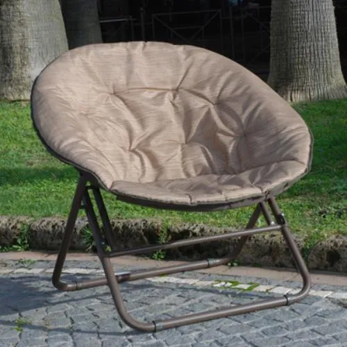 Poltrona Poltroncina Pieghevole con Struttura in Ferro e Cuscini in Poliestere 82X73X80Cm