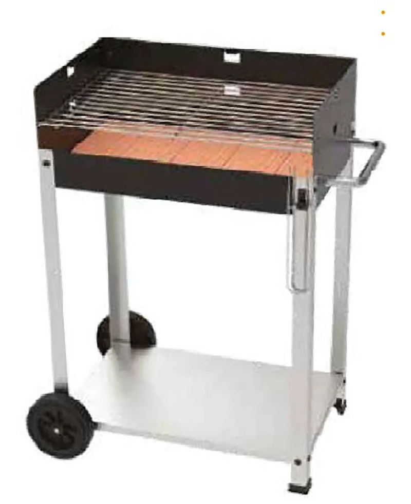 Barbecue a Legna e Carbone 56,7x36x83 cm con Mattone Refrattario in Acciaio Villalba Nero e Grigio