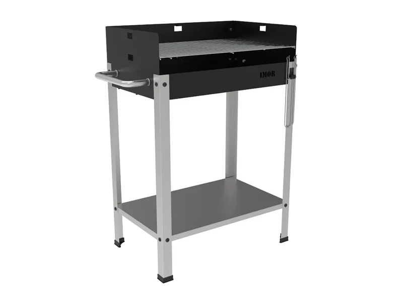 Barbecue a Carbone 56,7x36x83 cm Griglia Altezza Regolabile in Acciaio Eco Nero e Grigio