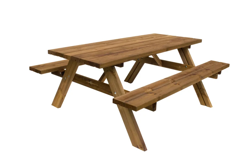 Tavolo con Panche da Campeggio Picnic 177x153x74A cm Picnic Oasi inclusive in Legno di Pino Impregnato Marrone