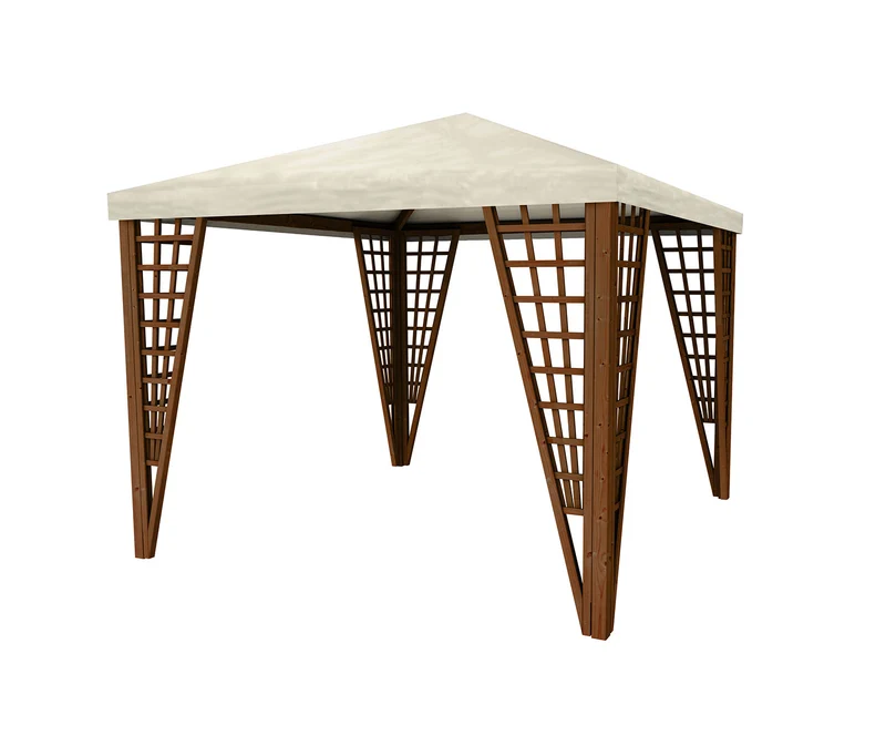 Gazebo da Giardino 292x292x270 cm Jocker Pocket in Legno di Pino Noce e Bianco