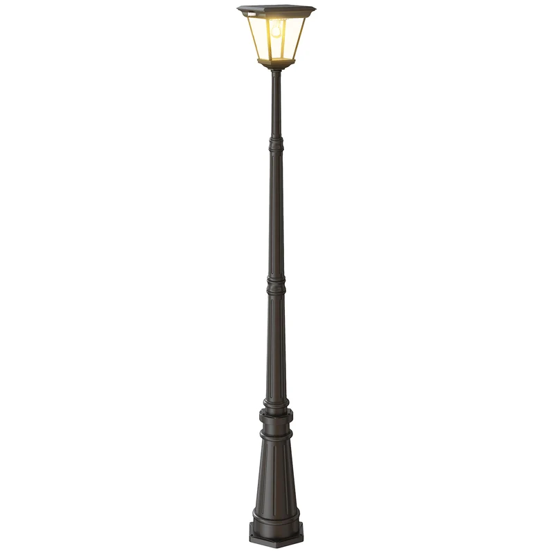 Lampione Solare da Giardino 26x24x220 cm Sensore PIR in Alluminio e Vetro Nero