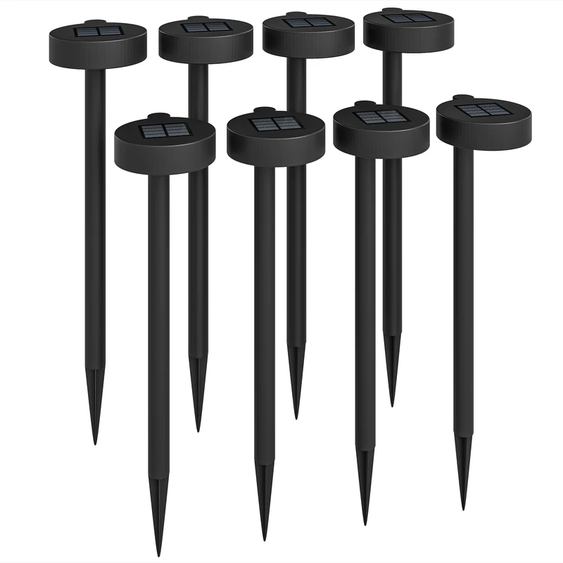 Set 8 Faretti da Esterno a Energia Solare 12x10x46 cm LED a 3000K IP44 in PP Nero