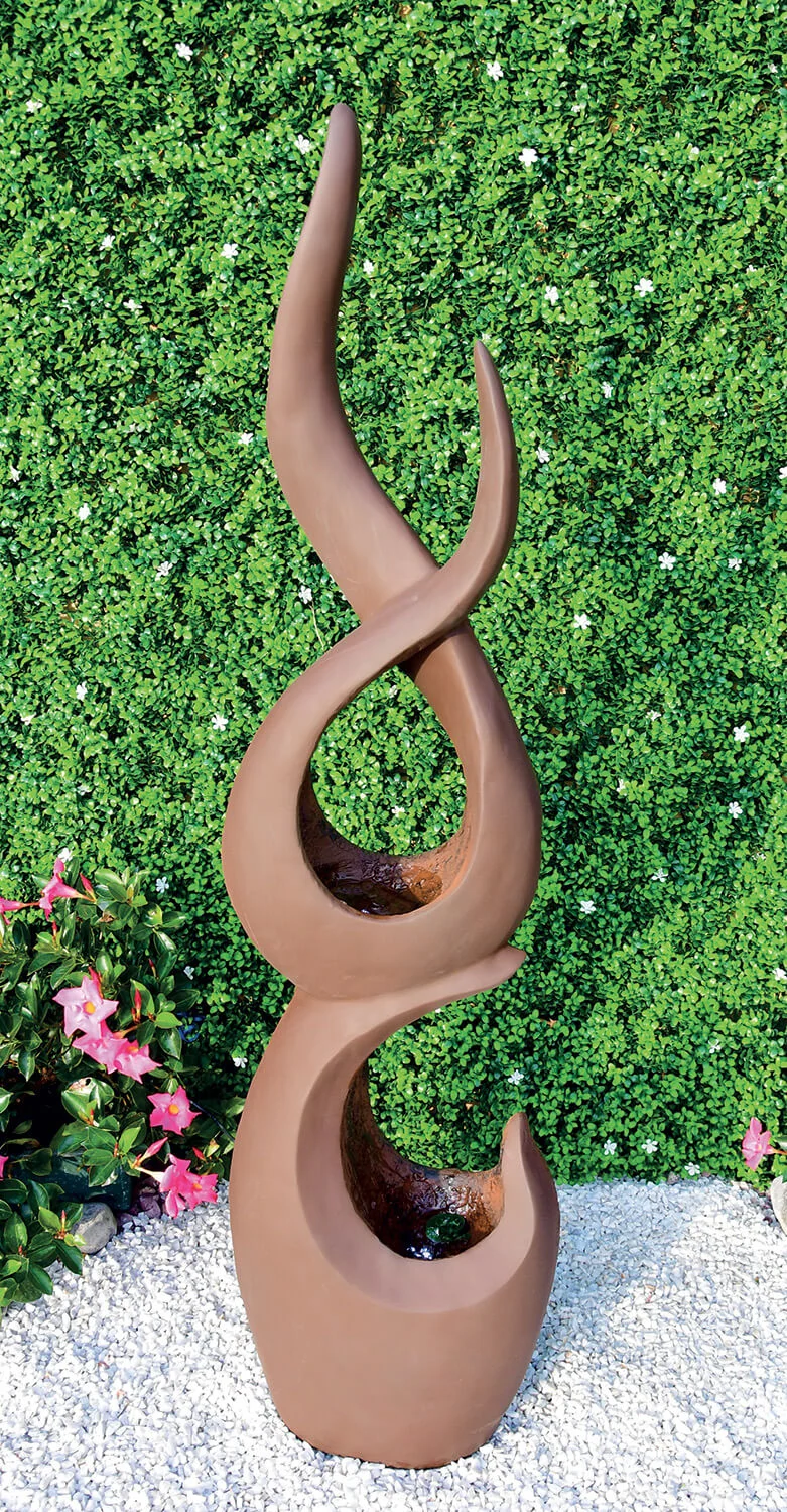 Fontana da Giardino 38x28x150 cm 25 Litri in Poliroccia con LED e Pompa Marrone