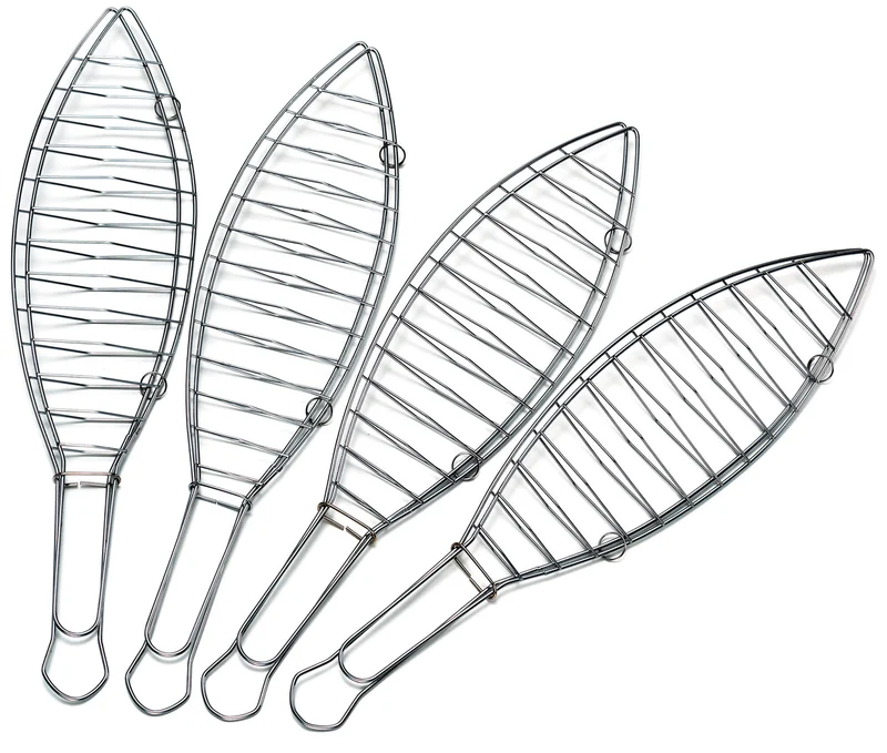 Set 4 Griglie per Pesce 42x10x21 cm in Acciaio Inox Vannini