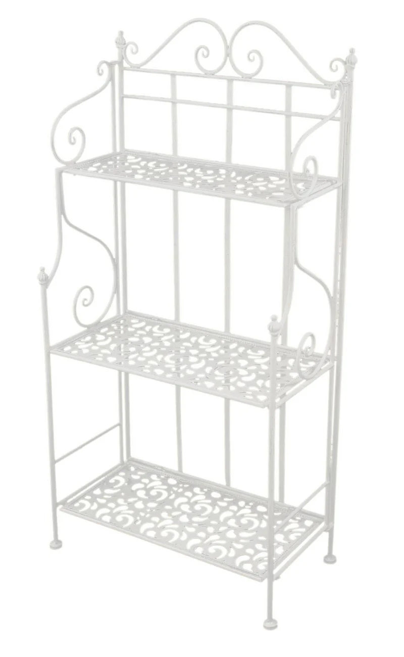 Scaffale per Piante in Metallo 3 Piani 59x29H118cm Jessica Bianco