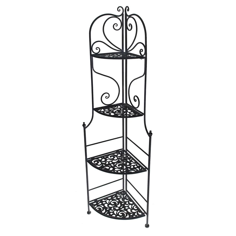 Scaffale per Piante in Metallo 4 Piani 48x33H160cm Jessica Nero