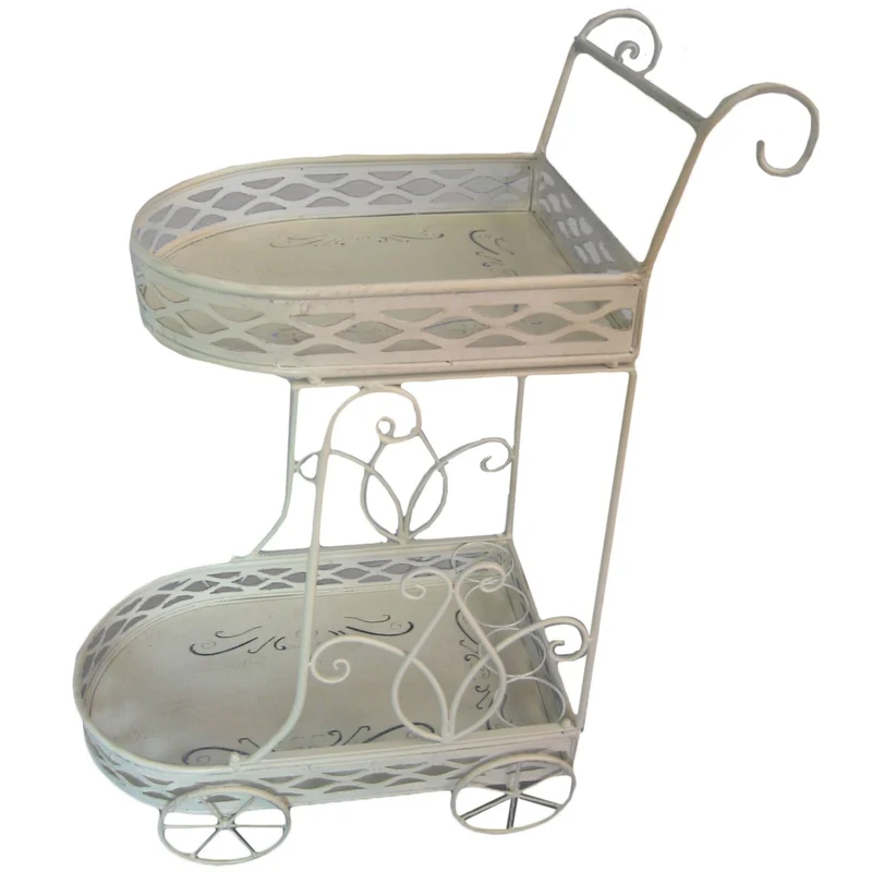 Carrello da Giardino in Metallo 2 Piani 58x35H86cm Aprilia Bianco