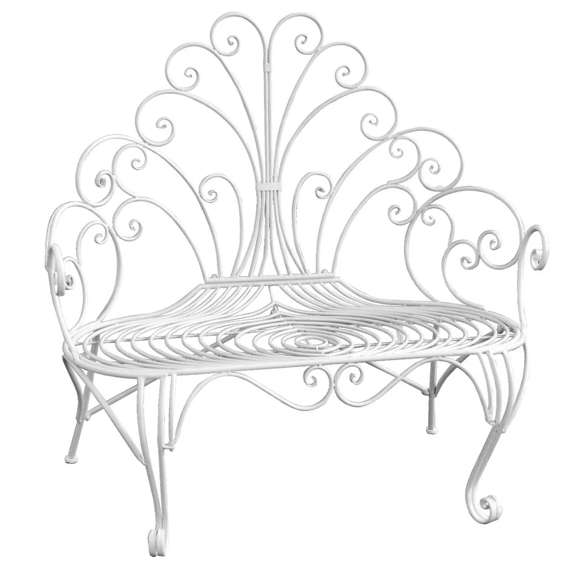 Panchina da Giardino in Metallo 116,5x61H113cm Viareggio Crema