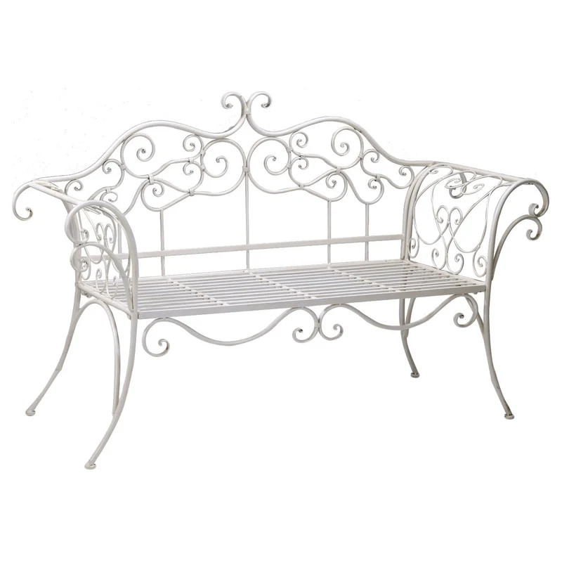 Panchina da Giardino in Metallo 143x51H92cm Viareggio Crema