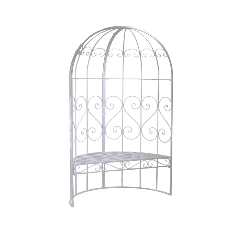 Panchina da Giardino in Ferro con Cupola 118,5x57H186cm Viareggio Bianco