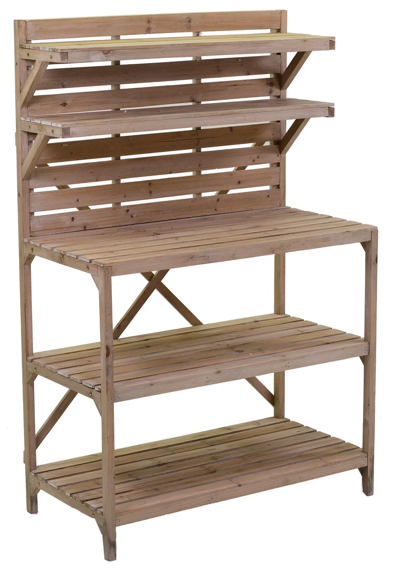 Scaffale Espositore per Piante in Legno 3+2 Ripiani