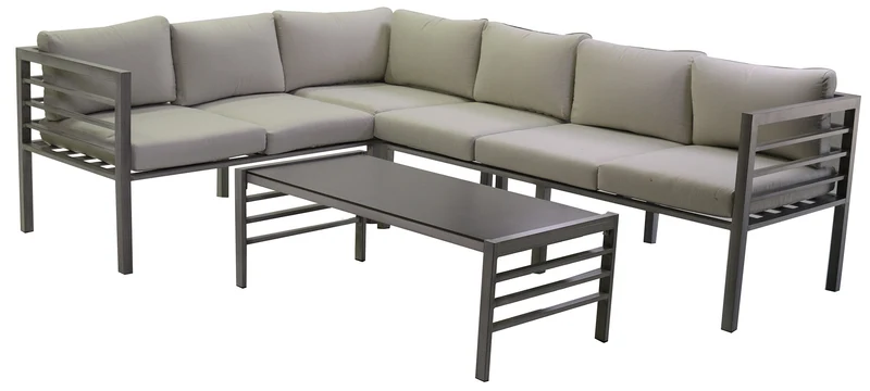 Set Salotto da Giardino in Alluminio Malibù Grigio