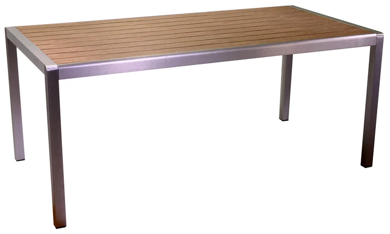 Tavolo da Giardino 180x90x76 cm in Alluminio Polywood Marrone