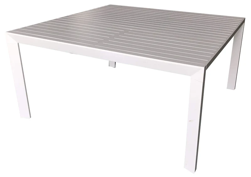 Tavolo da Giardino 149x149x75 cm in Alluminio Cleveland Bianco