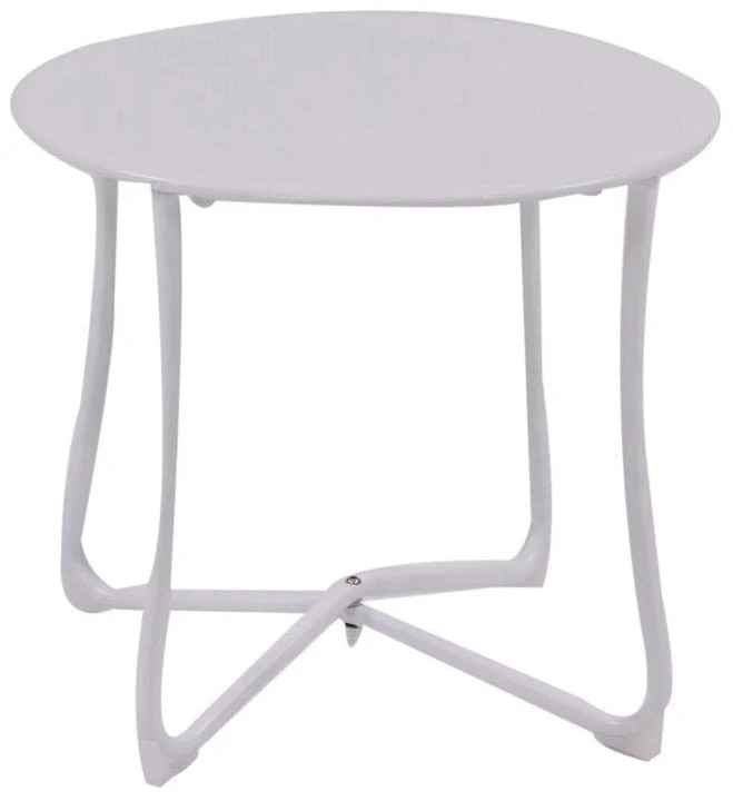 Tavolino da Giardino Rotondo Ø45cm in Metallo Austin Bianco
