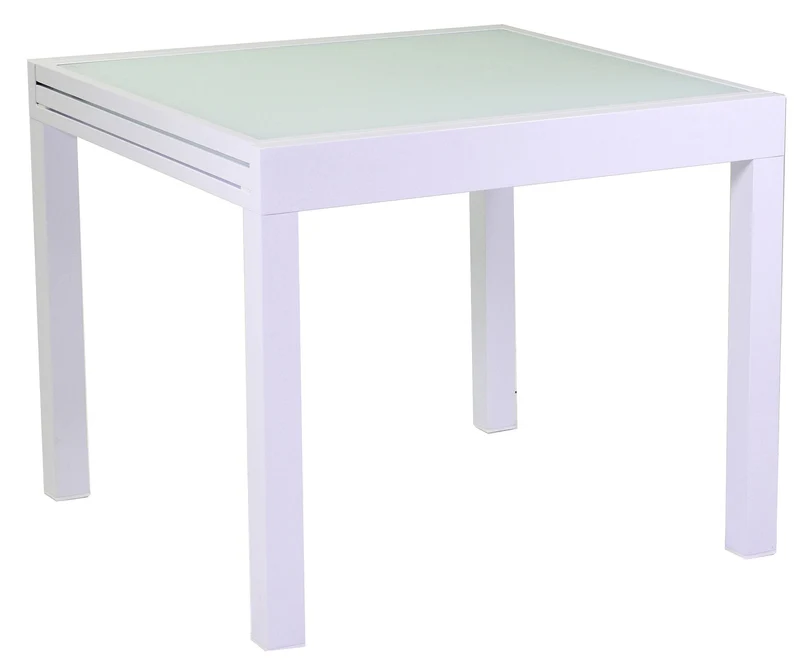 Tavolo Quadrato Allungabile da Giardino 90x90 cm in Alluminio Boise Bianco