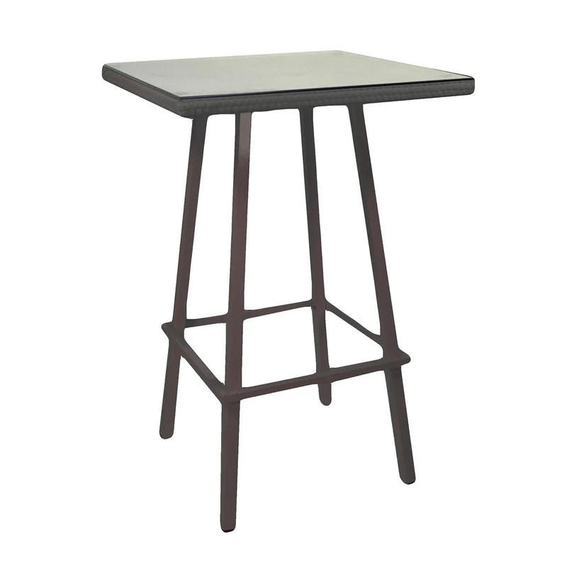 Tavolo Bar da Giardino in Polyrattan 70x70H107cm Adila Noce