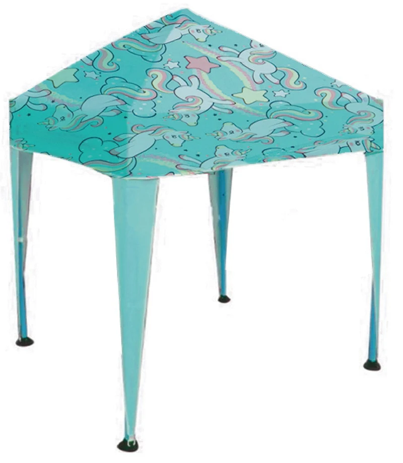 Gazebo da Giardino 1,5x1,5m per Bambini in Metallo e Poliestere Soriani Unicorno Azzurro