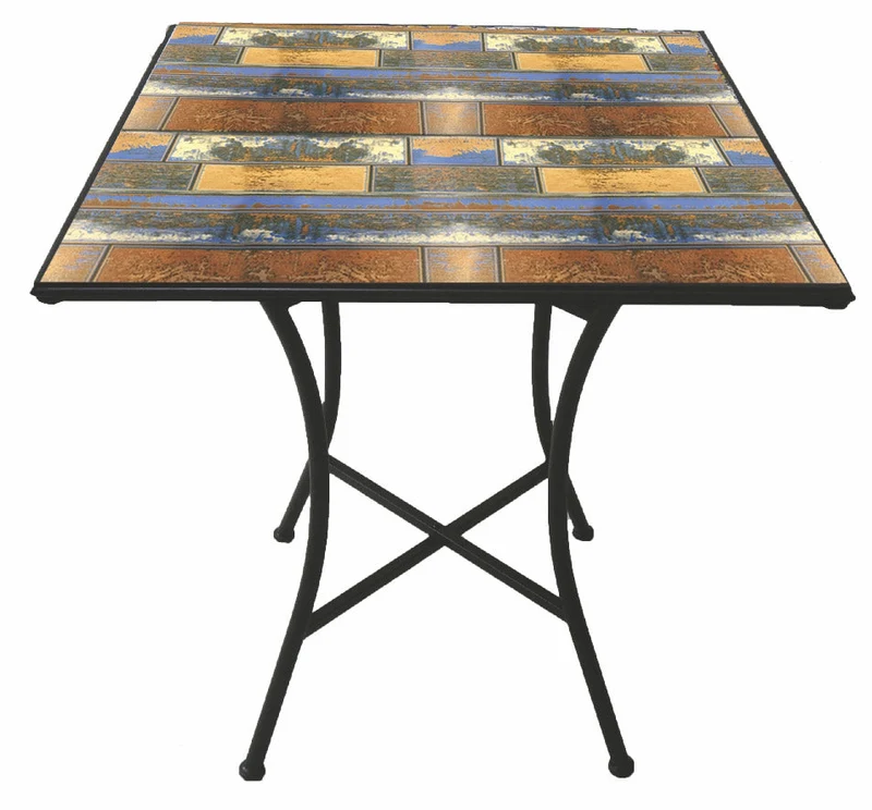 Tavolino da Girardino Quadrato 83x83x75 cm in Ferro con Mosaico Soriani Capri