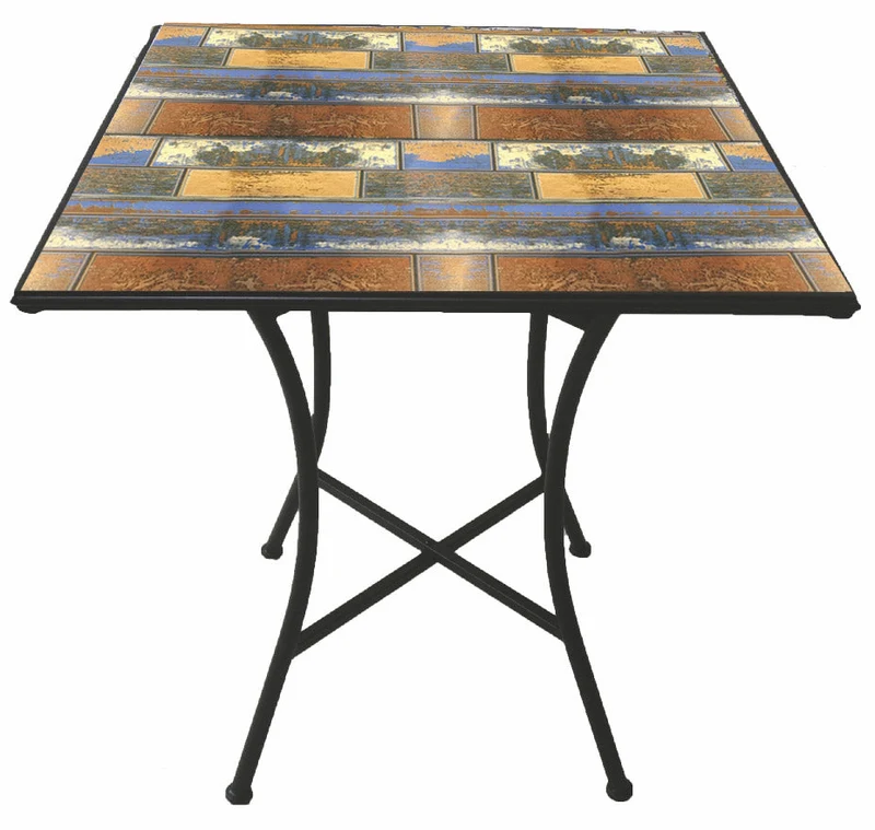 Tavolino da Girardino Quadrato 70x70x75 cm in Ferro con Mosaico Soriani Capri