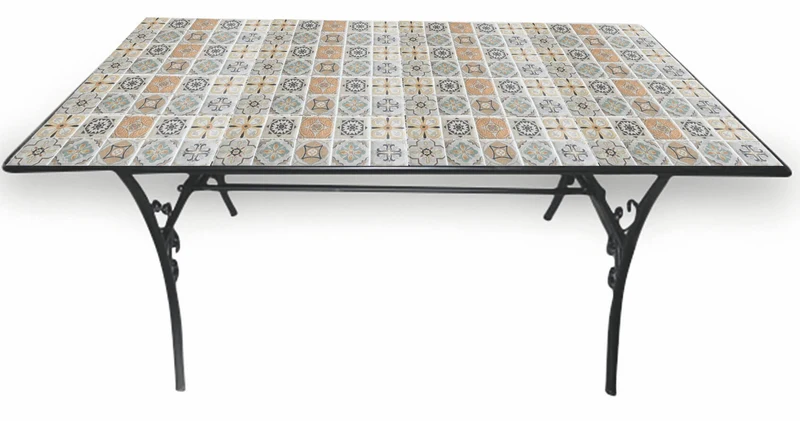 Tavolo da Giardino Rettangolare 145x83 cm in Ferro con Mosaico Soriani Rodi