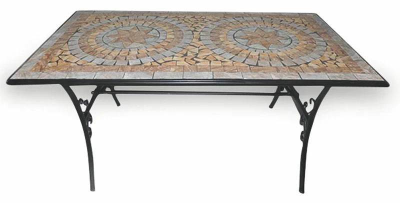 Tavolo da Giardino Rettangolare 145x83 cm in Ferro con Mosaico Soriani Cipro
