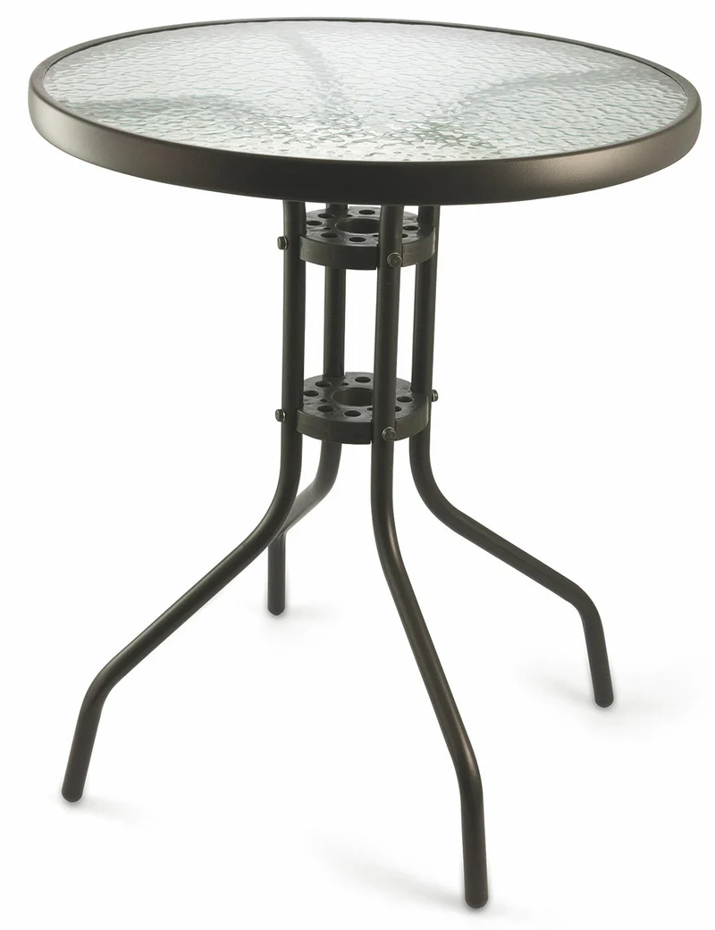 Tavolo da Giardino Rotondo in Metallo Ø60 cm Piano in Vetro Soriani