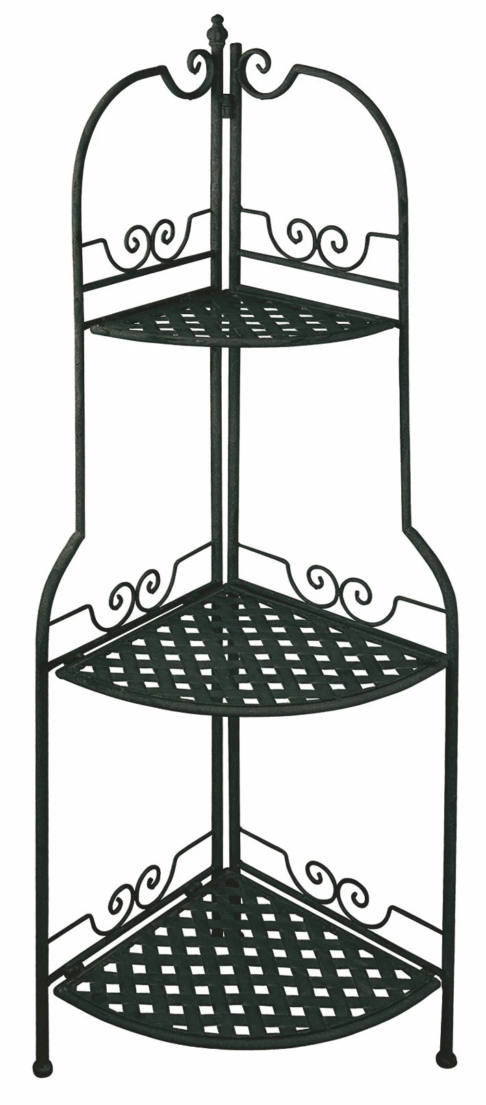 Portapiante Angolare 3 Ripiani 49x32x126 cm in Ferro Battuto Soriani Nero