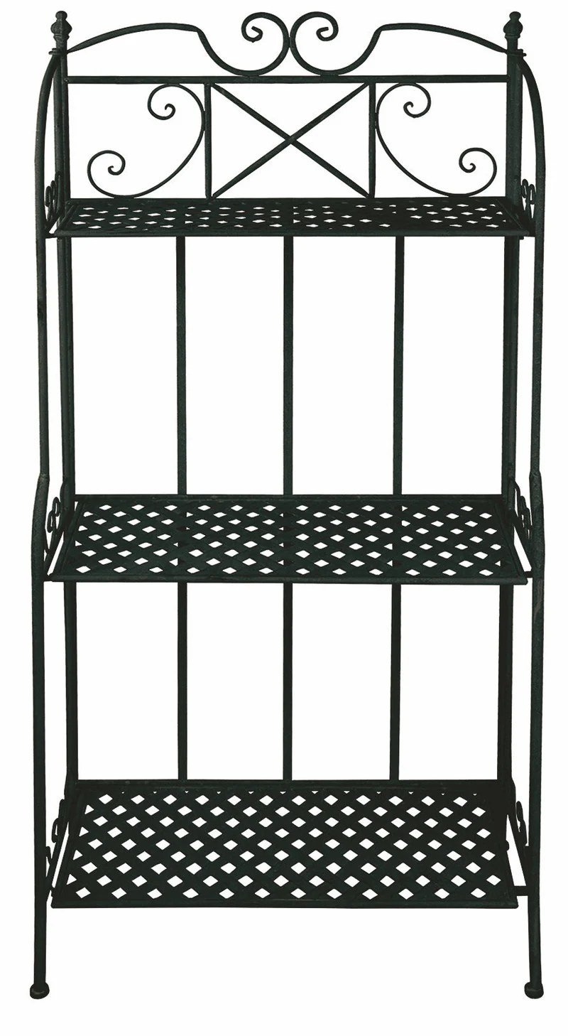 Portapiante 3 Ripiani 62x29x128 cm in Ferro Battuto Soriani Nero