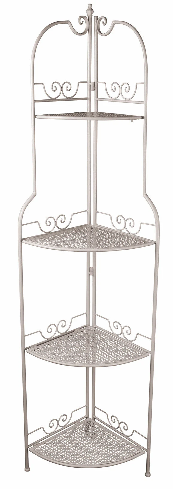 Portapiante Angolare 4 Ripiani in Ferro Battuto 49x32x165 cm Soriani Bianco